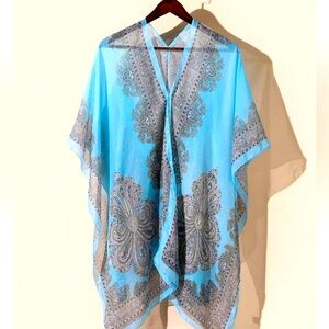 Paisley Print Chiffon Bikini
Cover Up Lightweight
Breathable Open Front Shawl